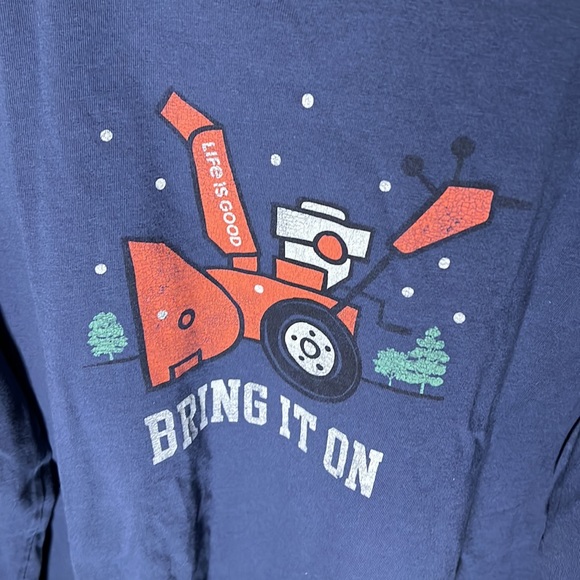 Life is Good Mens LS Bring it On Snowblower Tee Color Blue Size Medium - Picture 2 of 4